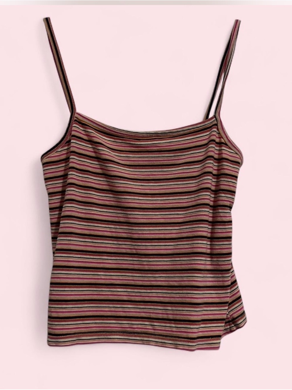 Brandy Melville Pink Multi Striped Spaghetti Strap Camisole